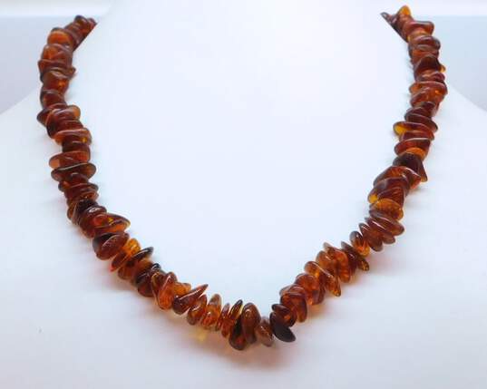 Artisan Amber Nuggets Beaded Chunky Statement Necklace 26.4g image number 1