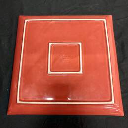 Vintage Christian Tortu Paris Red Leaf Square Serving Platter alternative image