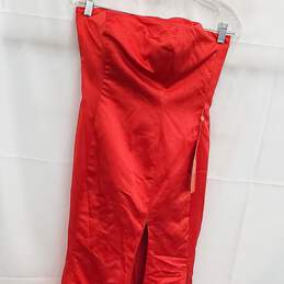 Special Occasion Flame Red Strapless High Slit Women's Evening Dress NWT