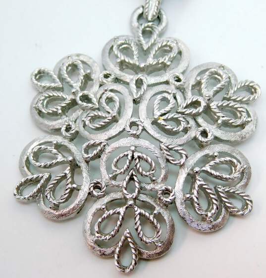 Vintage Crown Trifari Silver Tone Pendant Necklace 49.9g image number 2