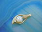 Vintage 14K Gold White Pearl Brushed & Smooth Pointed Pendant 1.1g image number 1