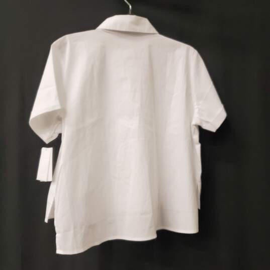 Calvin Klein Jeans White Crop Button Up Sz L Nwt image number 4