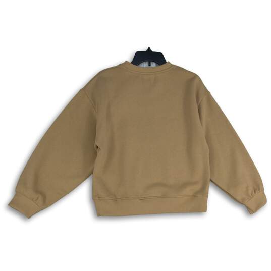 NWT Zara Womens Tan Long Sleeve Crew Neck Pullover Sweatshirt Size 13-14 image number 2