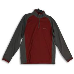 Columbia Mens Lake Aloha Red Long Sleeve 1/4 Zip Pullover Jacket Size Large
