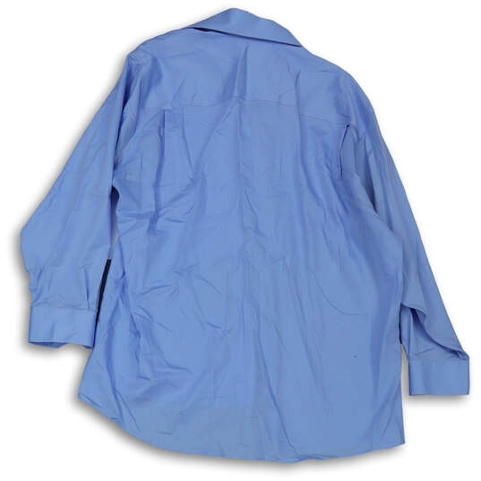 Mens Light Blue Long Sleeve Pocket Spread Collar Dress Shirt Size 17.5 image number 2
