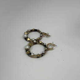 Designer Stella & Dot Gold-Tone Multiple Pearls Game Changer Hoop Earrings alternative image