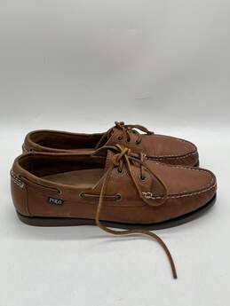 Mens Bienne Brown Leather Round Toe Lace Up Boat Shoes Size 9 W-0534348-E