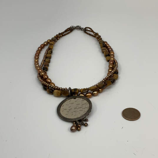 Designer Silpada Sterling Silver Bronze Beaded Pendant Necklace w/ Dust Bag image number 2