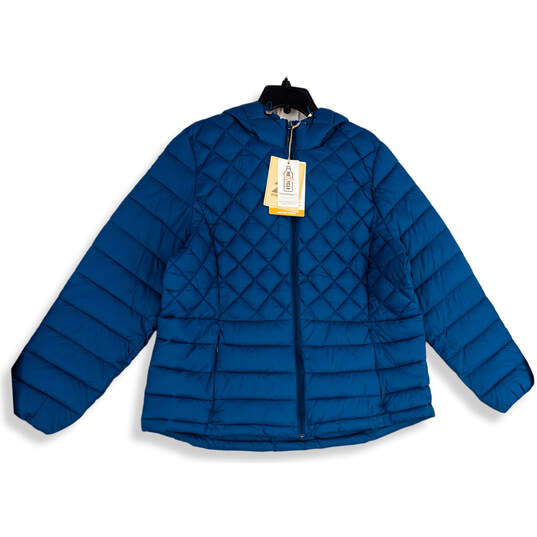 NWT Womens Blue Long Sleeve Hooded Full-Zip Quilted Jacket Size XXL image number 1
