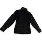 Womens Black Mock Neck Pockets Long Sleeve Full-Zip Jacket Size Medium image number 1