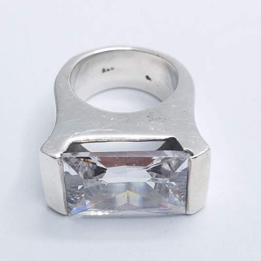 Sterling Silver 950 CZ sz 6 1/4 Statement Ring DAMAGED 25.7 G image number 1