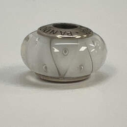 Designer Pandora 925 ALE Sterling Silver White Murano Glass Beaded Charm