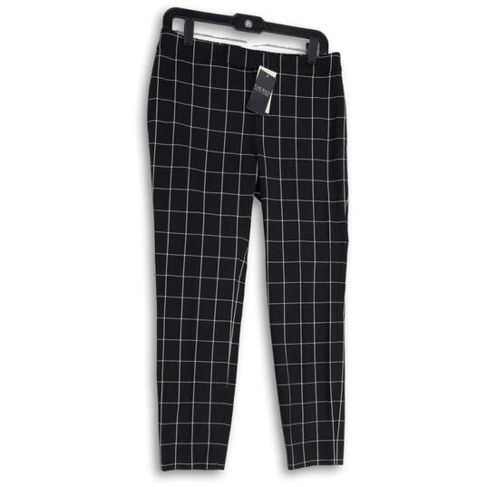 NWT Womens Black White Check Flat Front Skinny Leg Ankle Pants Size 4 image number 1