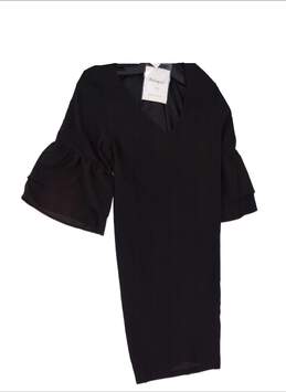 NWT Belongsci Womens Black V Neck Back Zip Bell Sleeve Mini Dress Size S alternative image
