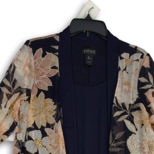 Enfocus Studio Womens Multicolor Floral 3/4 Sleeve Jacket Dress Size 10 image number 4