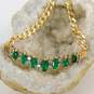 14K Yellow Gold Emerald 0.30 CTTW Diamond Station Pendant Necklace 12.5g image number 1