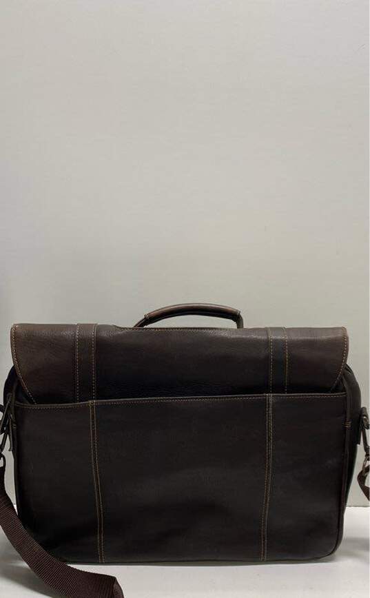Kenneth Cole Reaction Brown Leather Shoulder Messenger Laptop Bag image number 2