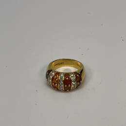 Designer Joan Rivers Gold-Tone Amber Enamel Rhinestone Dome Elegant Ring alternative image