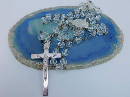 Vintage & Contemporary Clear & Aurora Borealis Rosary Prayer Beads 66.2g image number 3