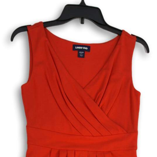 Lands' End Womens Red Sleeveless Surplice Neck Fit & Flare Dress Size XS/P image number 3