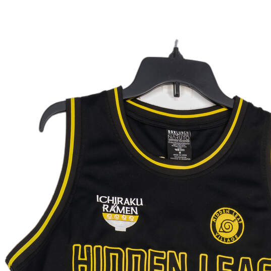 Mens Black Gold Sleeveless Embroidered Logo Basketball Jersey Size Medium image number 3