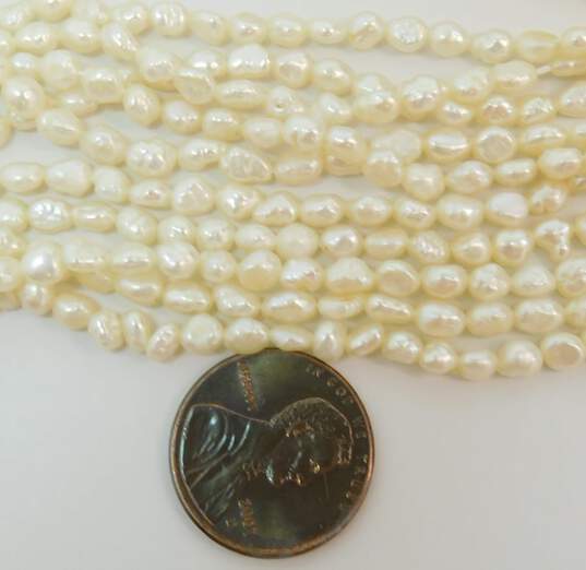 Romantic 14K Yellow Gold Clasp Multi Strand Pearl Necklace 63.8g image number 3