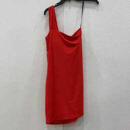 NWT Womens Red Sleeveless One Shoulder Ruched Pullover Mini Dress Size M alternative image