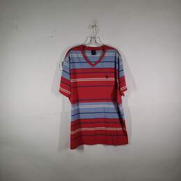 Mens Striped Knitted V-Neck Short Sleeve Pullover T-Shirt Size XXL