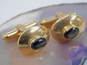 10K Gold Brown Sapphire Cabochon Oval Cuff Links 7.5g image number 2