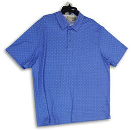 Mens Blue Polka Dots Short Sleeve Collared Golf Polo Shirt Size XXL