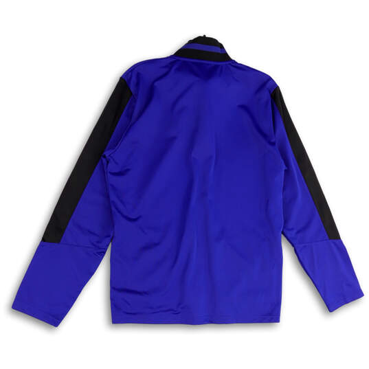 Womens Blue Black Mock Neck Long Sleeve Full-Zip Track Jacket Size Large image number 2