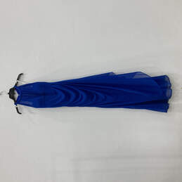 NWT Womens Blue Illusion Neckline Ruched Padded Bridesmaid Maxi Dress Sz 8