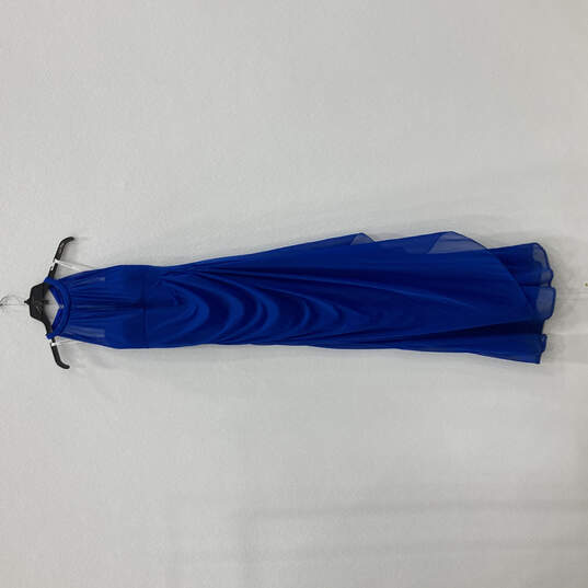 NWT Womens Blue Illusion Neckline Ruched Padded Bridesmaid Maxi Dress Sz 8 image number 1