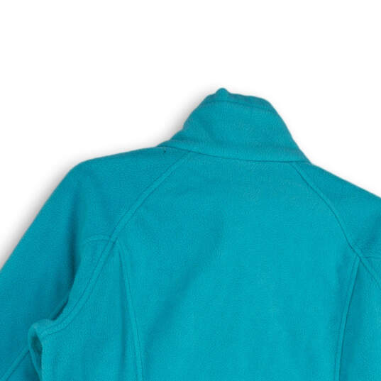 Womens Green Fleece Mock Neck Long Sleeve Pockets Full-Zip Jacket Size L image number 4
