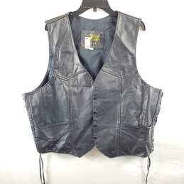 Unbranded Men Black Lace Leather Vest Jacket 3XL NWT