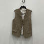 Womens Brown Linen Single-Breasted Two-Button Blazer With Vest Size 44R/XL image number 3