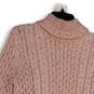 Womens Pink Turtle Neck Long Sleeve Knitted Stretch Pullover Sweater Size M image number 3