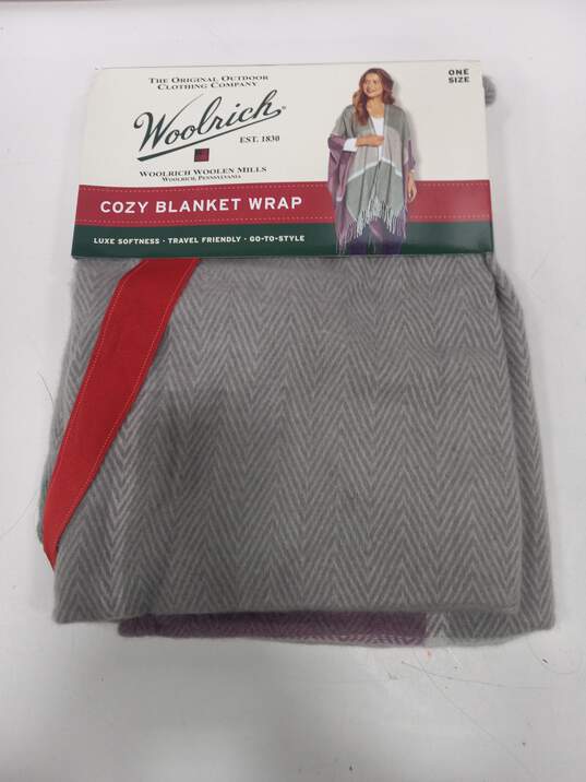 Woolrich Women's Cozy Blanket Wrap Green/Gray/Purple W/ Packaging One Size image number 1