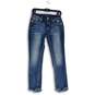 Womens Blue Embroidered Denim Distressed Straight Leg Jeans Size 26 image number 1