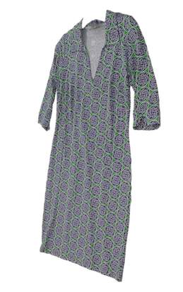Womens Blue Green Textile V Neck 3/4 Sleeve Shift Dress Size Small alternative image