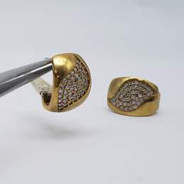 Sterling Silver Brass Crystals Post Huggie Earrings 10.9g alternative image
