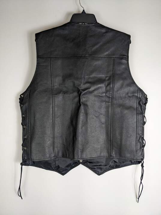 Alpha Cycle Gear Men Black Leather Vest XL NWT image number 4