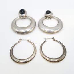 Sterling Silver Onyx Earring Bundle 2 Pcs 28.4g