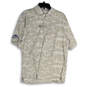 Mens White Gray Camouflage Spread Collar Short Sleeve Polo Shirt Size M image number 1