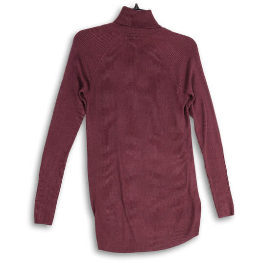 NWT Womens Burgundy Knitted Turtleneck Long Sleeve Pullover Sweater Size S image number 2