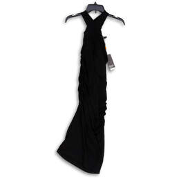 NWT Womens Black Sleeveless V-Neck Ruched Long Bodycon Dress Size 2 alternative image