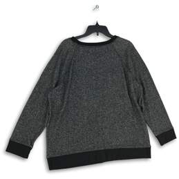 NWT Womens Gray Black Knit Sequin Round Neck Pullover Sweatshirt Size 1X alternative image