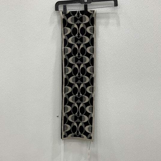 NWT Coach Womens Black White Signature Print Rectangle Neck Scarf One Size image number 2