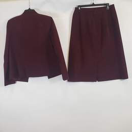 Unbranded Women Maroon 2Pc Suede Skirt Suit M alternative image