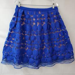 Anthropologie Eva Franco Blue Tan Midi Skirt Women's 8